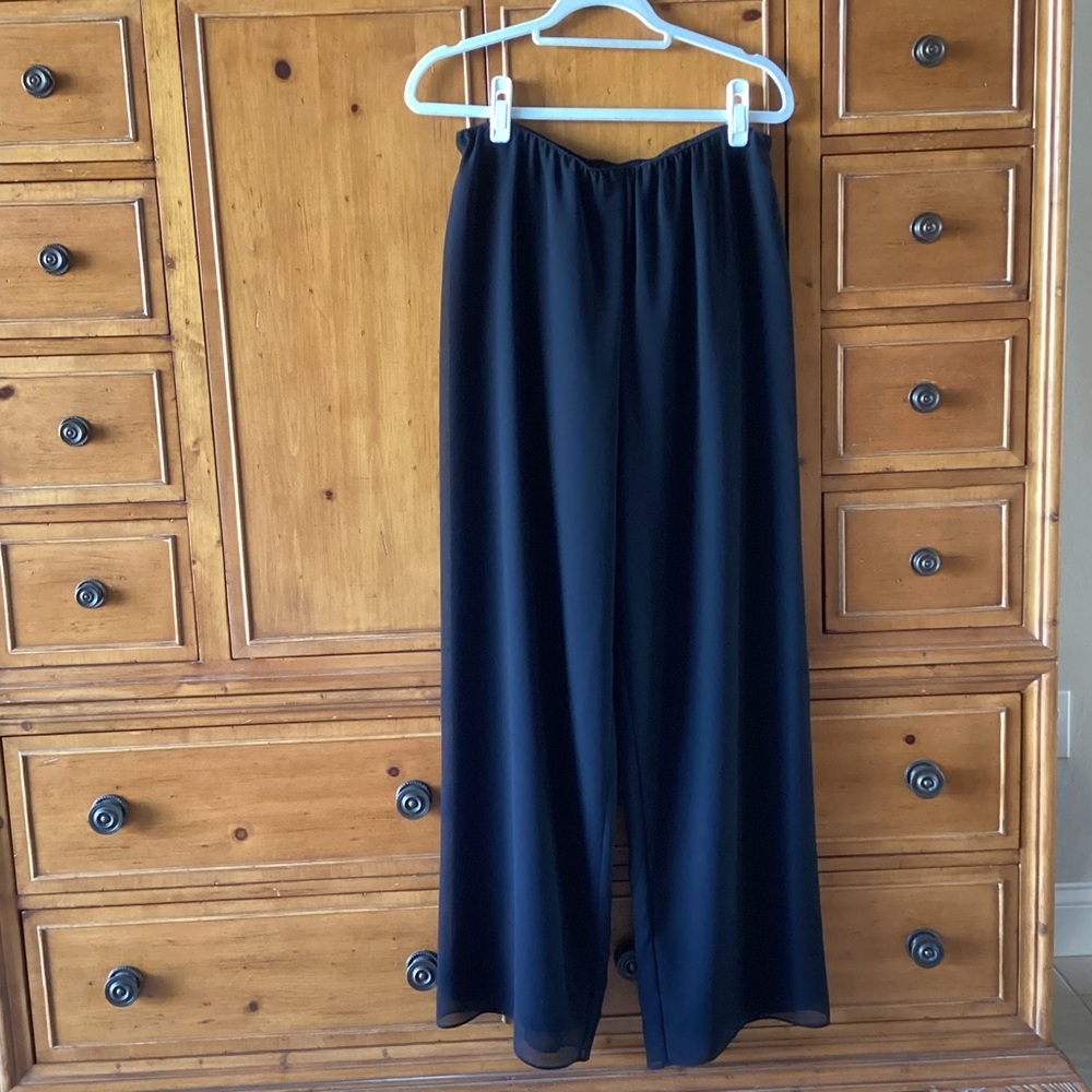 Alex Evening Black Wide Leg Chiffon Dress Pants Women’s Size L